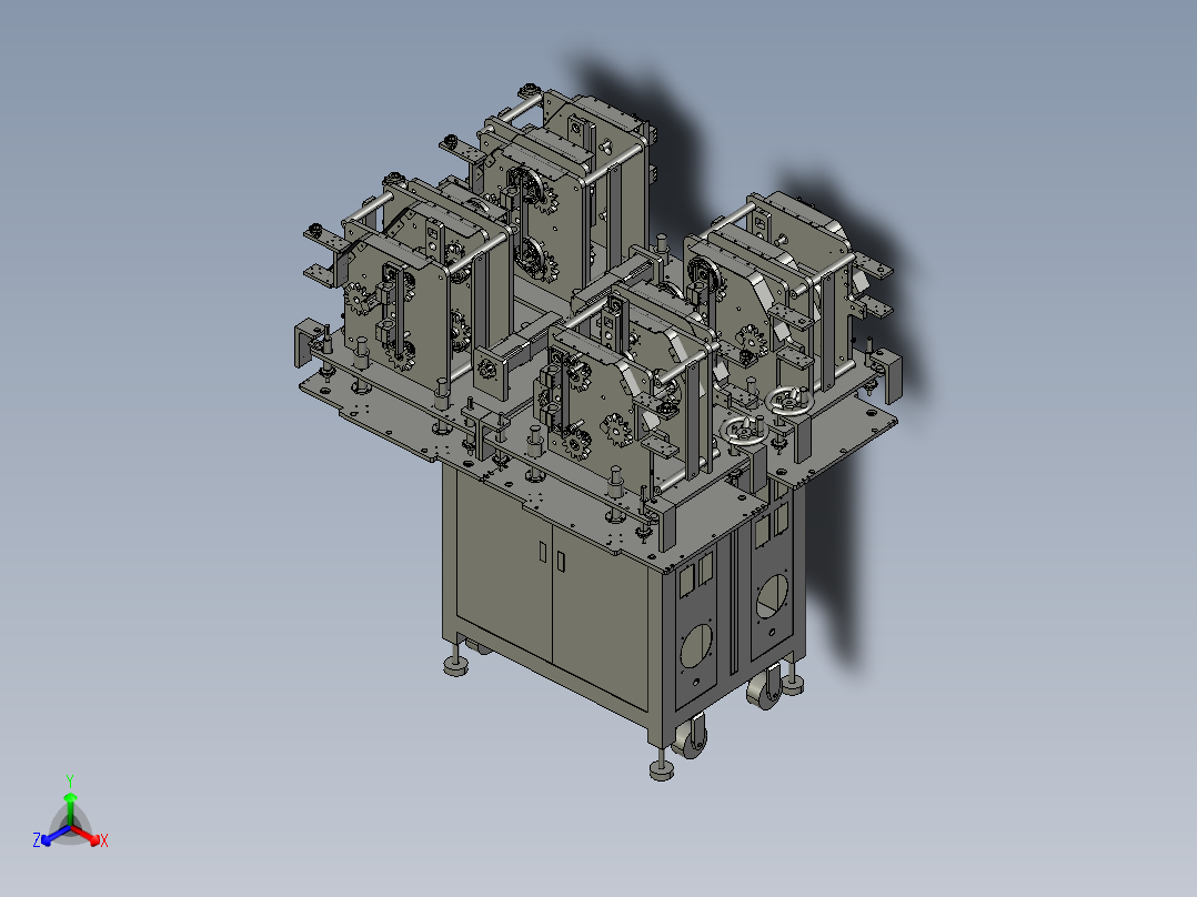 四工位动力模组标签剥离机正等轴测图