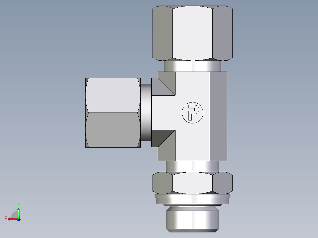 卡套式工业通用硬管接头EO_Adjustable_locknut_run_tee_LEE10ZSRCF后视图