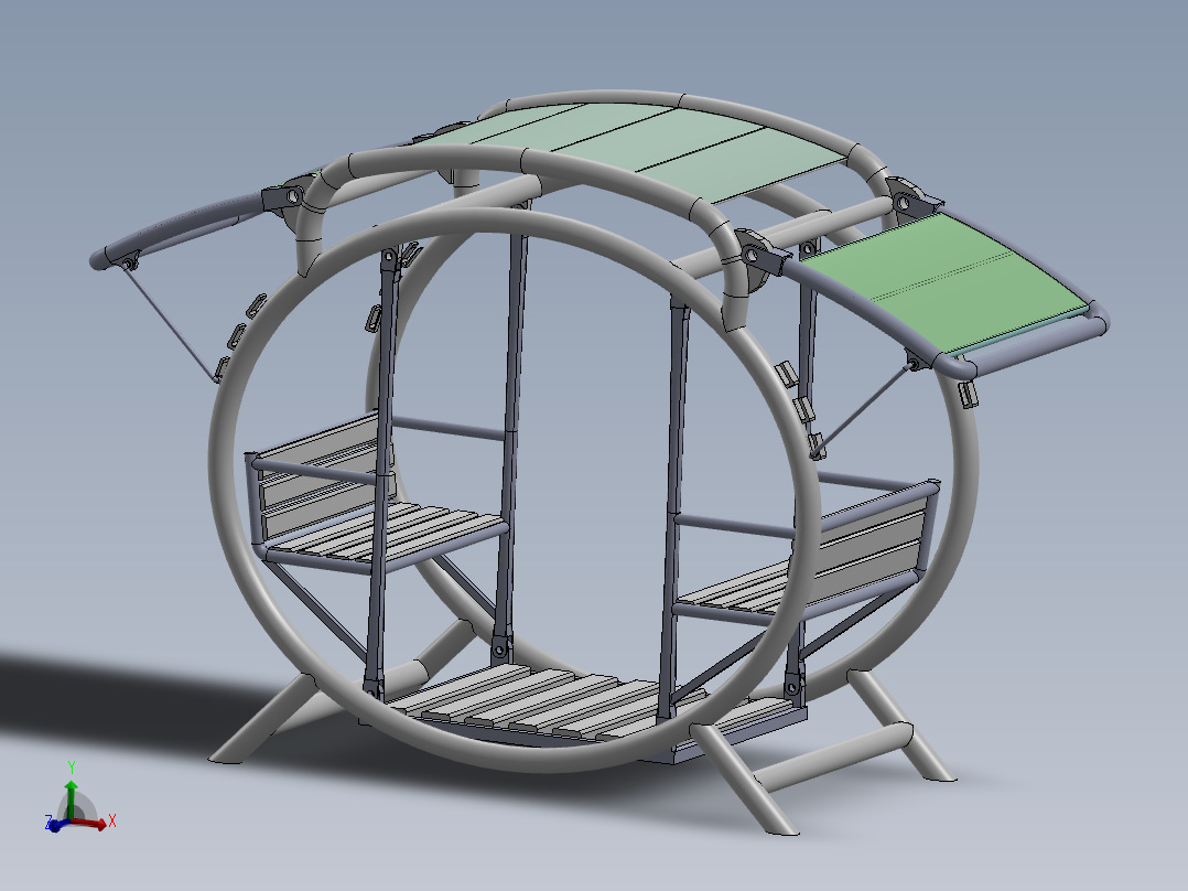Swing户外四人休闲<span style='color: red'>摇椅</span>3D数模图纸 Solidworks设计