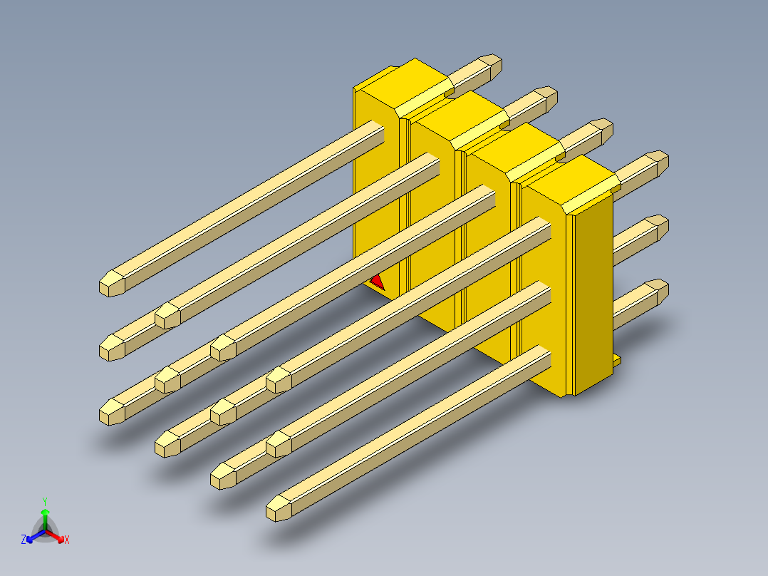 彩色公头100mil（2.54mm）系列-DS1021_yellow_3x04p_100mil_Type5_rev1.0