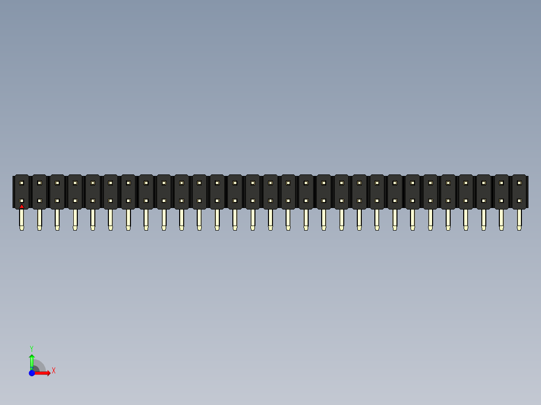 彩色公排针 100mil 2.54mm 系列-DS1022_black_2x29p_100mil_TypeD_rev1.0前视图