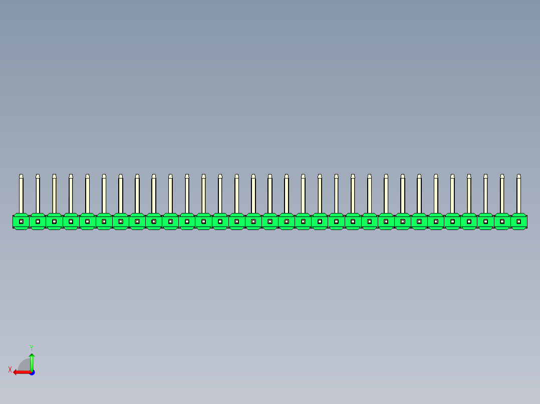 彩色公排针 100mil 2.54mm 系列-DS1022_green_31p_100mil_TypeU_rev1.0后视图