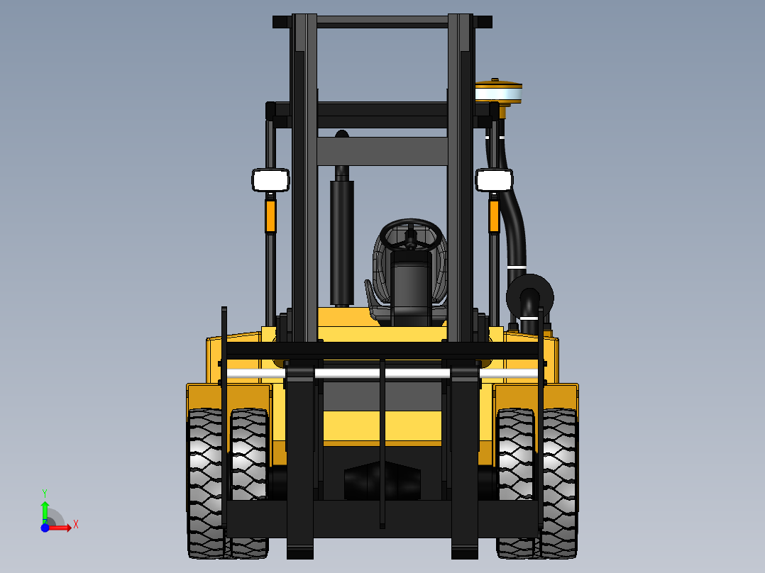 叉车主体结构的有限元设计与安全性能分析前视图