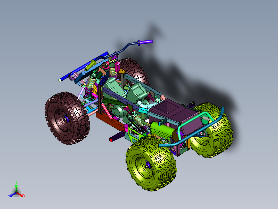 全地形四轮越野摩托车正等轴测图