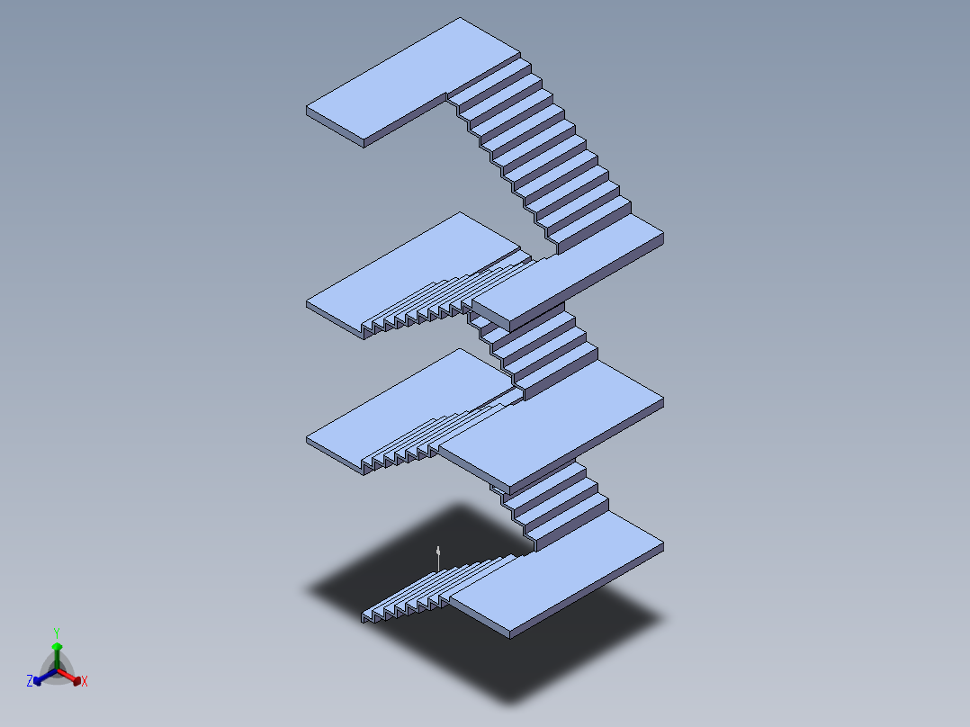 房屋楼梯模型 8.5m正等轴测图