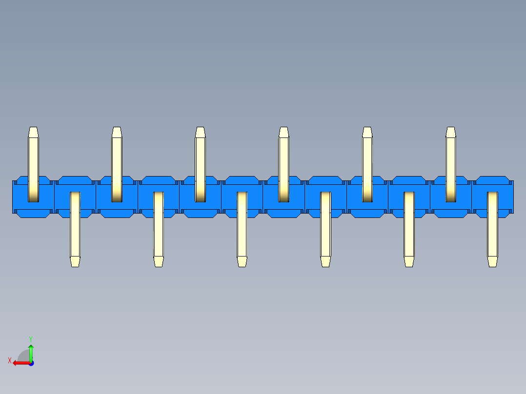 彩色公排针 100mil 2.54mm 系列-DS1022_blue_12p_100mil_Type_SMT_R2_rev1.0后视图
