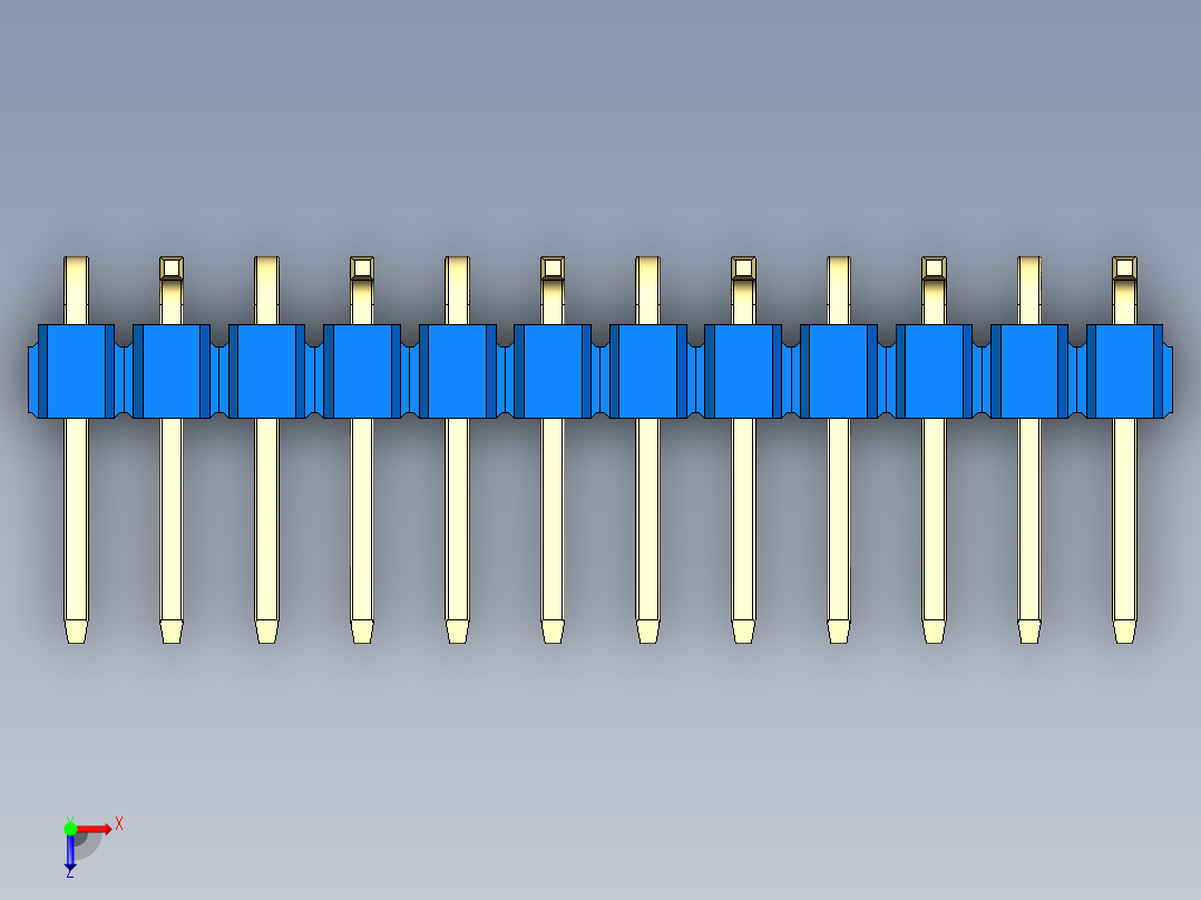 彩色公排针 100mil 2.54mm 系列-DS1022_blue_12p_100mil_Type_SMT_R2_rev1.0俯视图