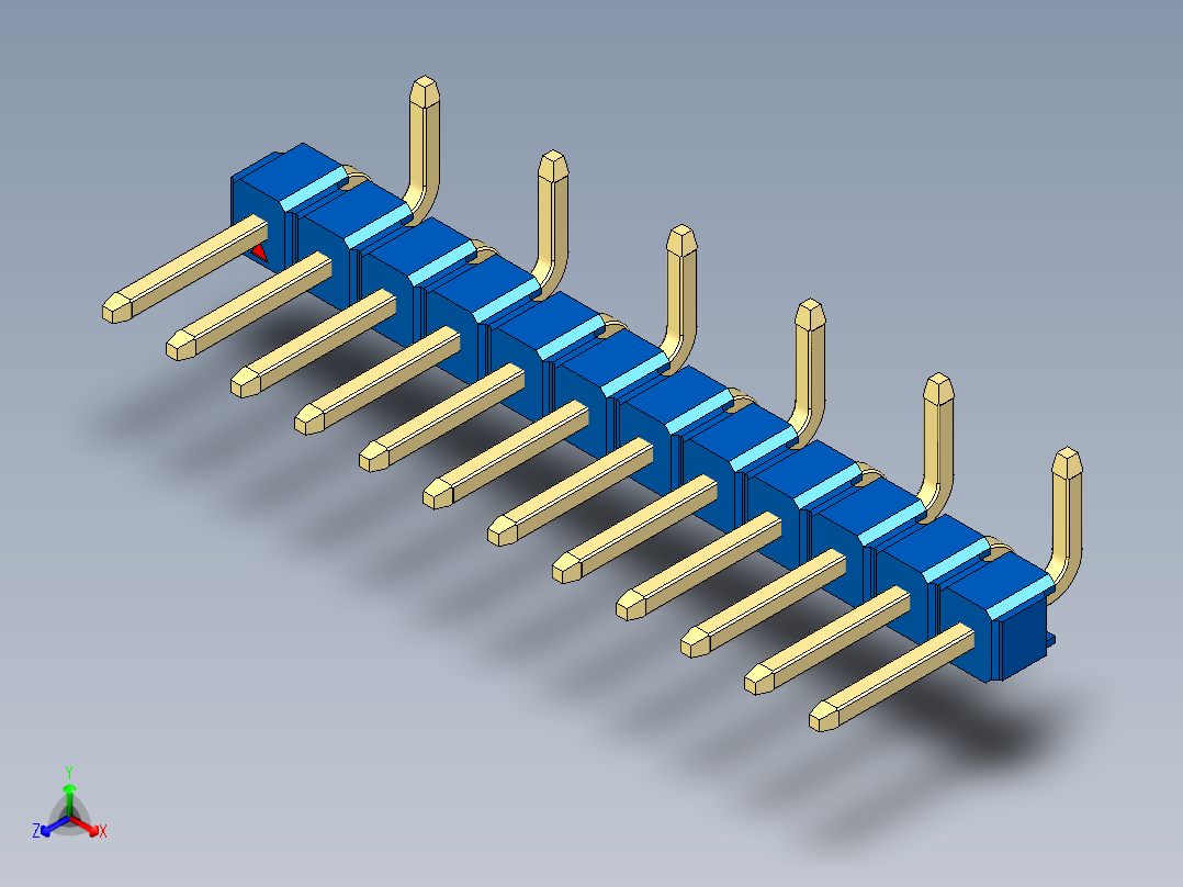 彩色公排针 100mil 2.54mm 系列-DS1022_blue_12p_100mil_Type_SMT_R2_rev1.0正等轴测图