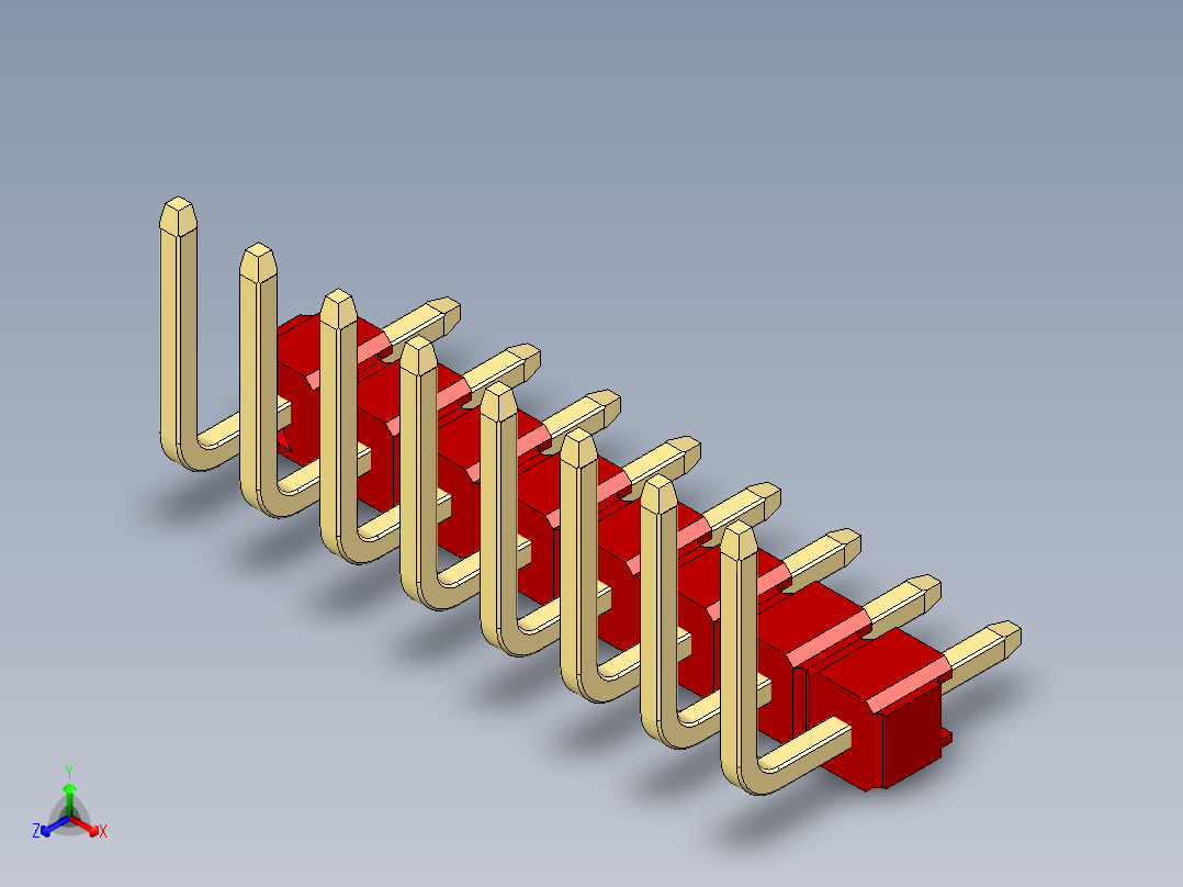 彩色公排针 100mil 2.54mm 系列-DS1022_red_08p_100mil_TypeU_rev1.0