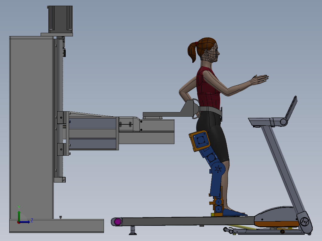 基于SW平板运动的外骨骼式下肢康复机器人（重力减重系统）设计（含三维图及CAD图纸）左视图