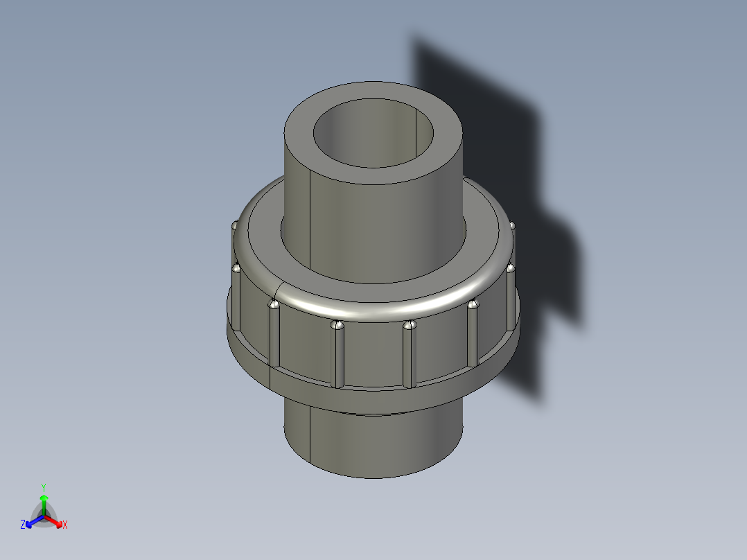聚氯乙烯配件29-Sch80_Union T375_SxS_897-375-010_1in正等轴测图