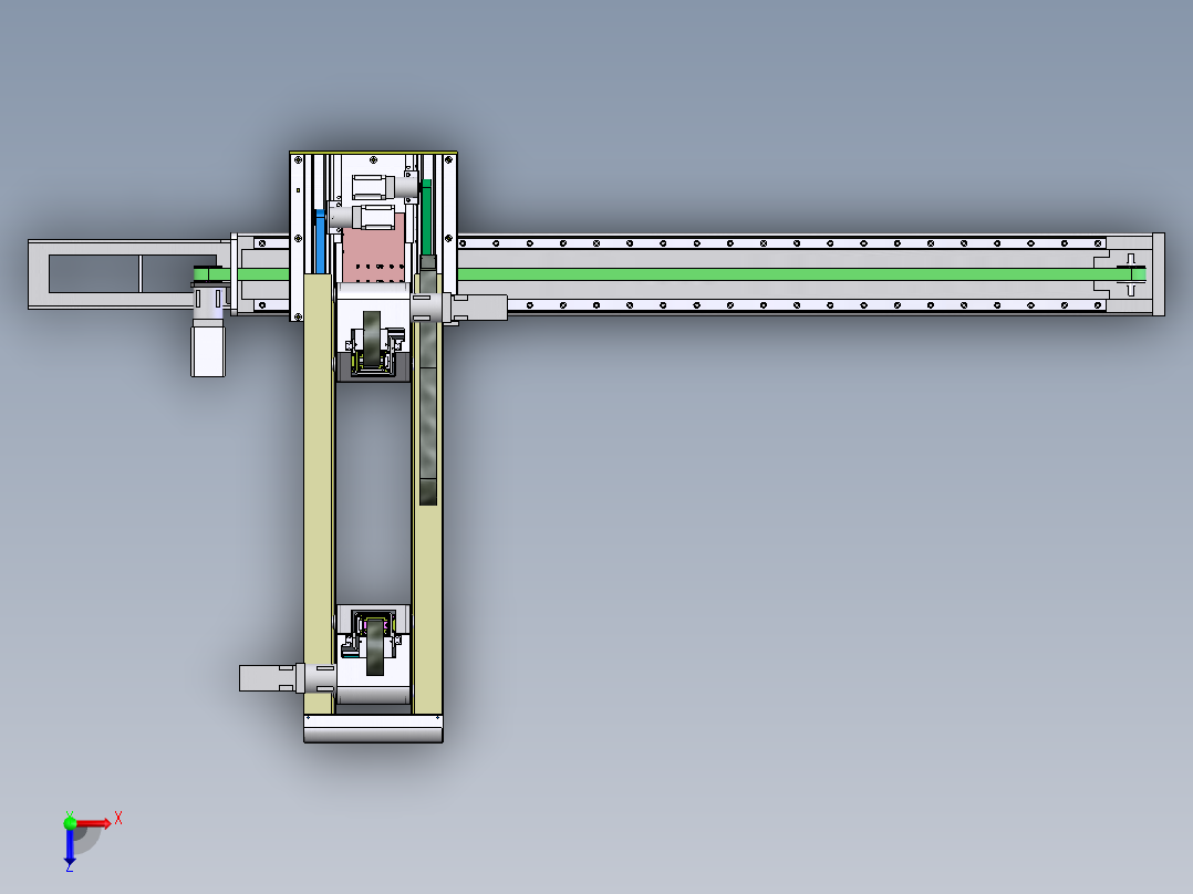 成型机械手、双截双梁置模机械手俯视图