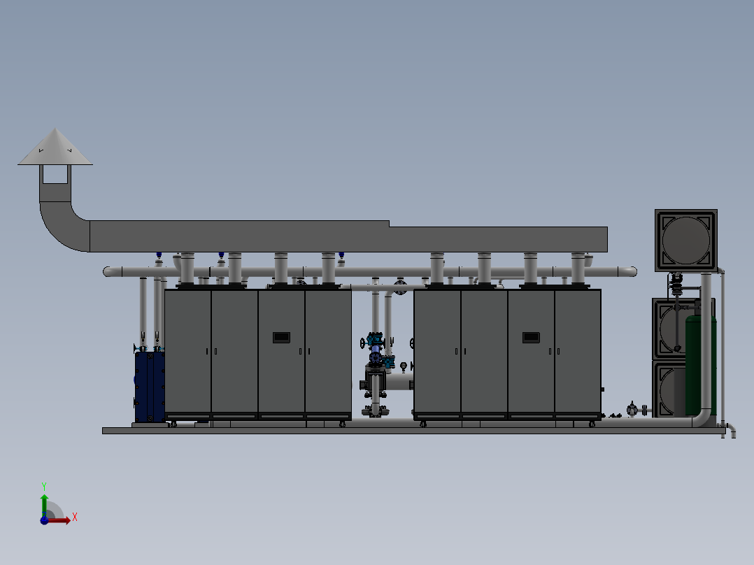 锅炉房-2.4MW燃气锅炉供暖系统sw14可编辑前视图