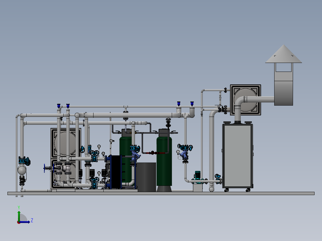 锅炉房-2.4MW燃气锅炉供暖系统sw14可编辑左视图
