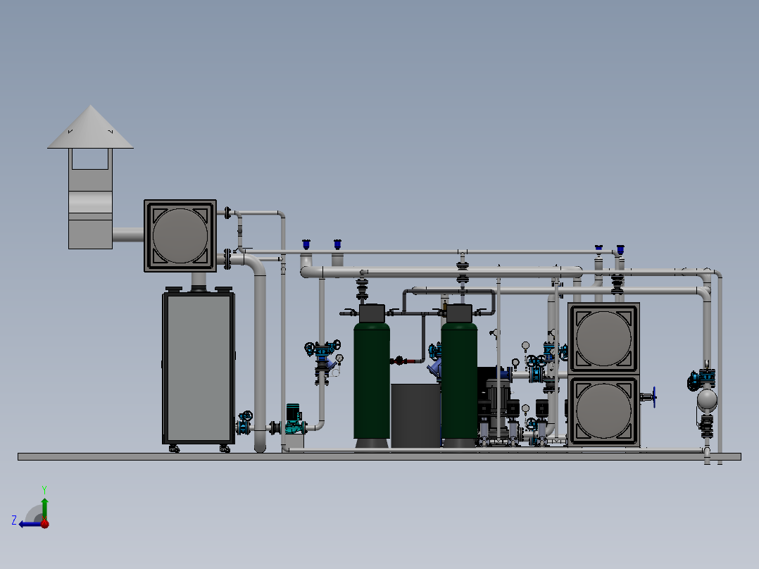 锅炉房-2.4MW燃气锅炉供暖系统sw14可编辑右视图