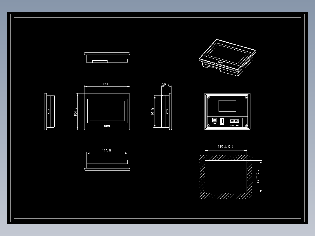 人机界面TG465G-ZT-外观尺寸图-220816