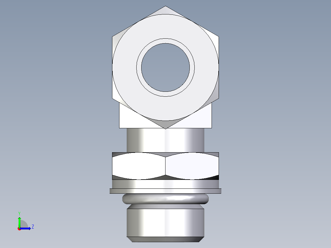卡套式工业通用硬管接头EO_Adjustable_locknut_branch_tee_TEE12LMORCF左视图