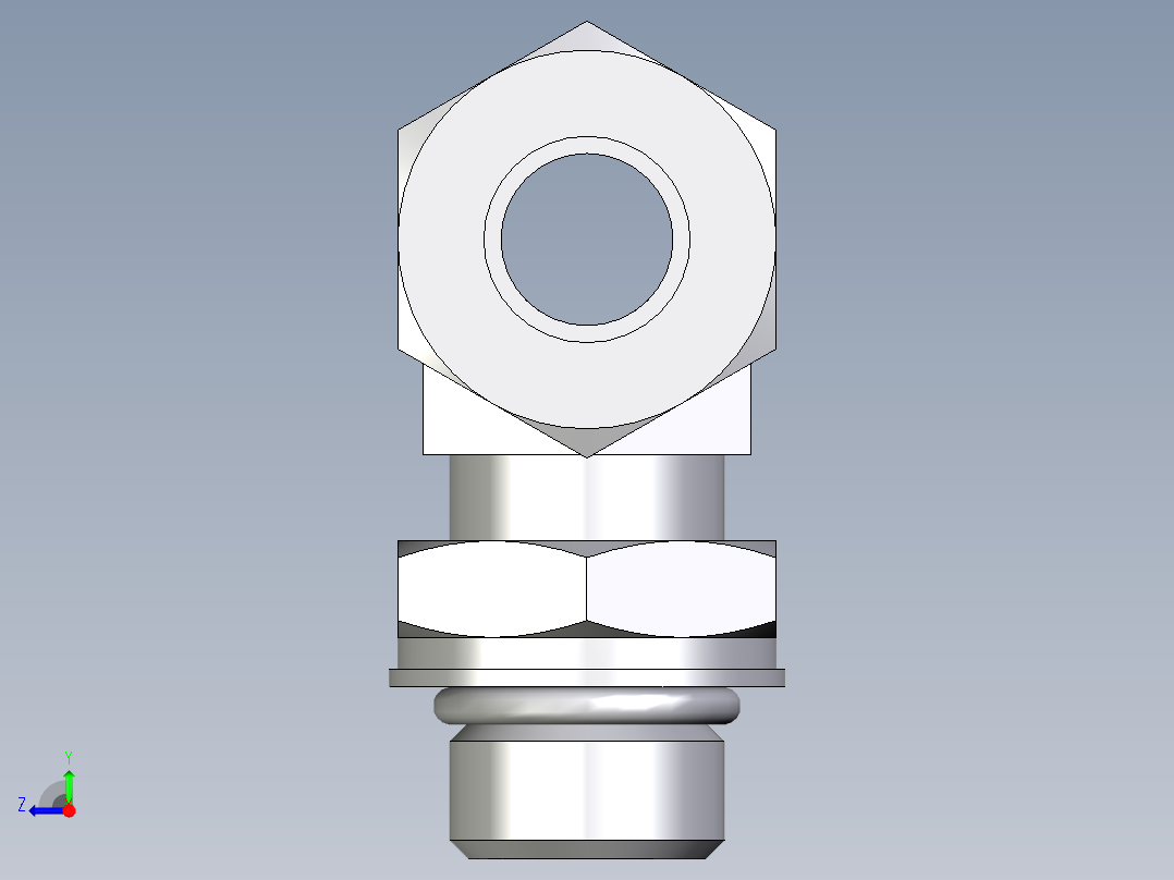 卡套式工业通用硬管接头EO_Adjustable_locknut_branch_tee_TEE12LMORCF右视图