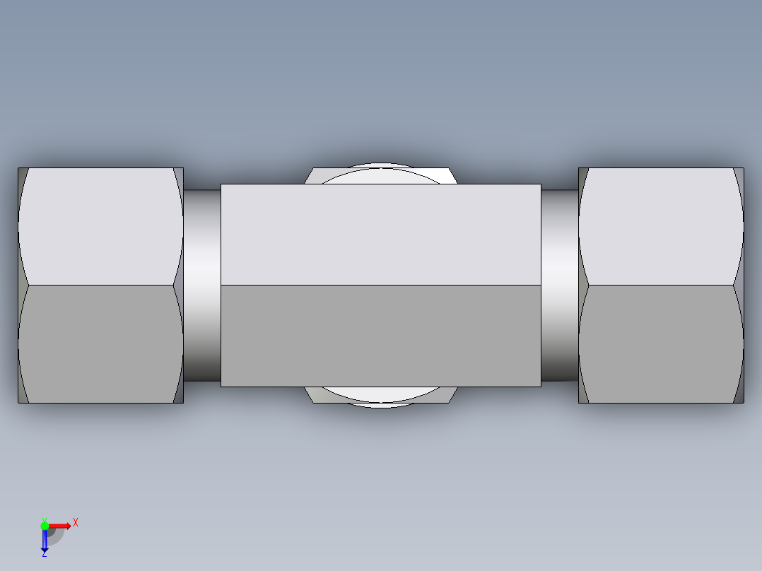 卡套式工业通用硬管接头EO_Adjustable_locknut_branch_tee_TEE12LMORCF俯视图
