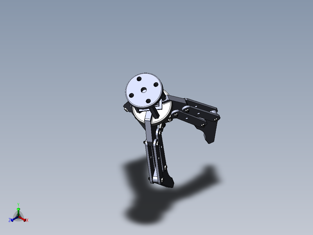 Solidworks三抓机械设备爪夹持器机械爪三维模型正等轴测图