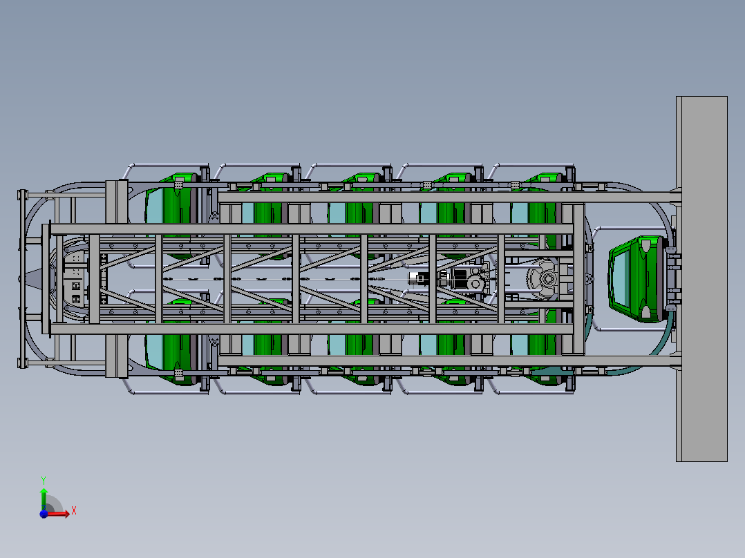 七层垂直循环类机械式停车立体车库设计(SW2014+详细CAD工程图)前视图
