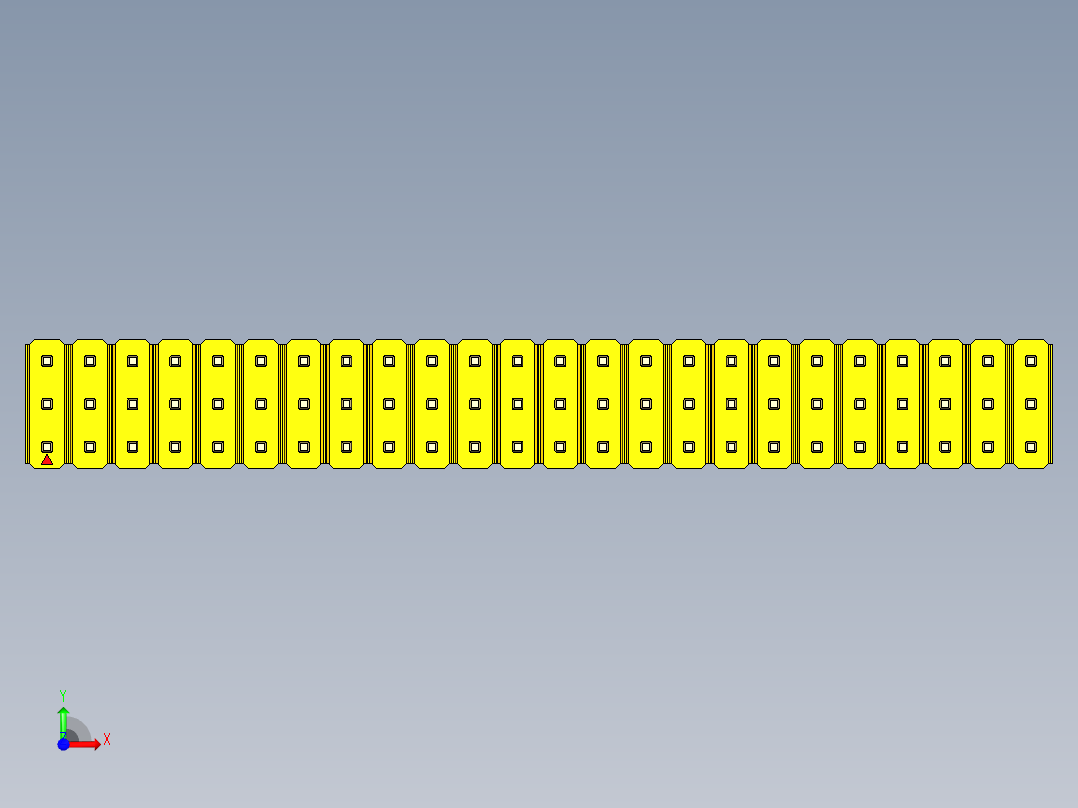 彩色公头100mil（2.54mm）系列-DS1021_yellow_3x24p_100mil_Type43_rev1.0前视图