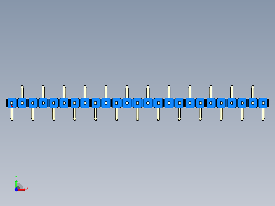 彩色公排针 100mil 2.54mm 系列-DS1022_blue_25p_100mil_Type_SMT_R2_rev1.0前视图