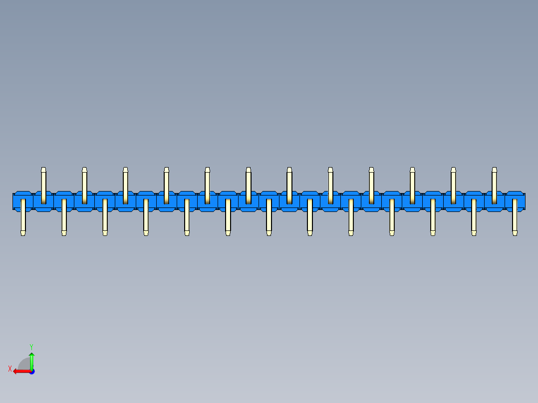 彩色公排针 100mil 2.54mm 系列-DS1022_blue_25p_100mil_Type_SMT_R2_rev1.0后视图
