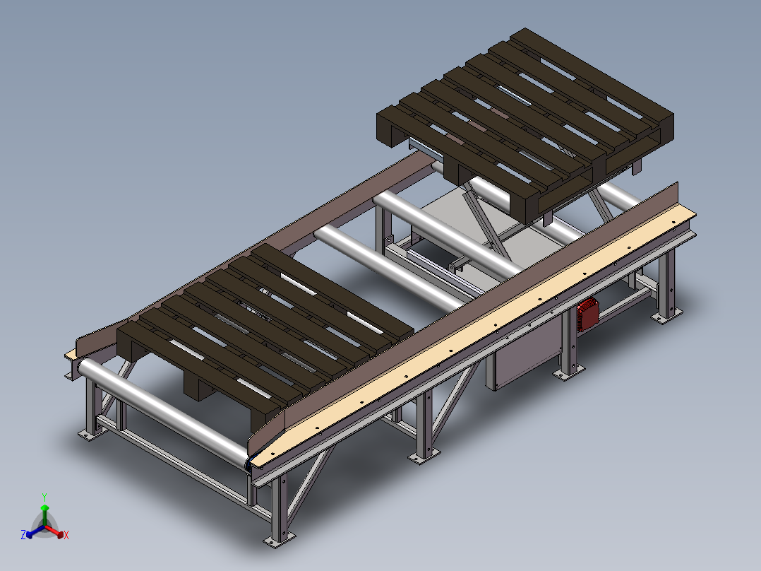 带升降机构的托盘输送机正等轴测图