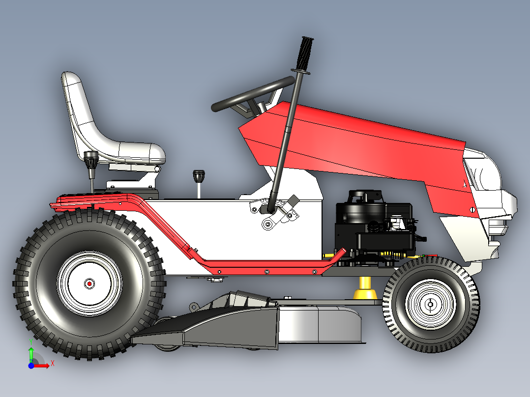 乘坐式割草机模型前视图