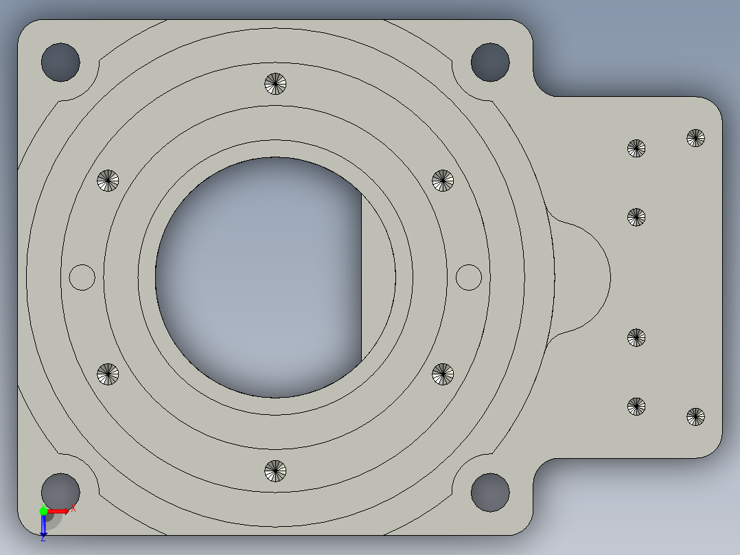 中空旋转平台KFN60-10模型(5-21 22-2 4-M3-31-31)俯视图
