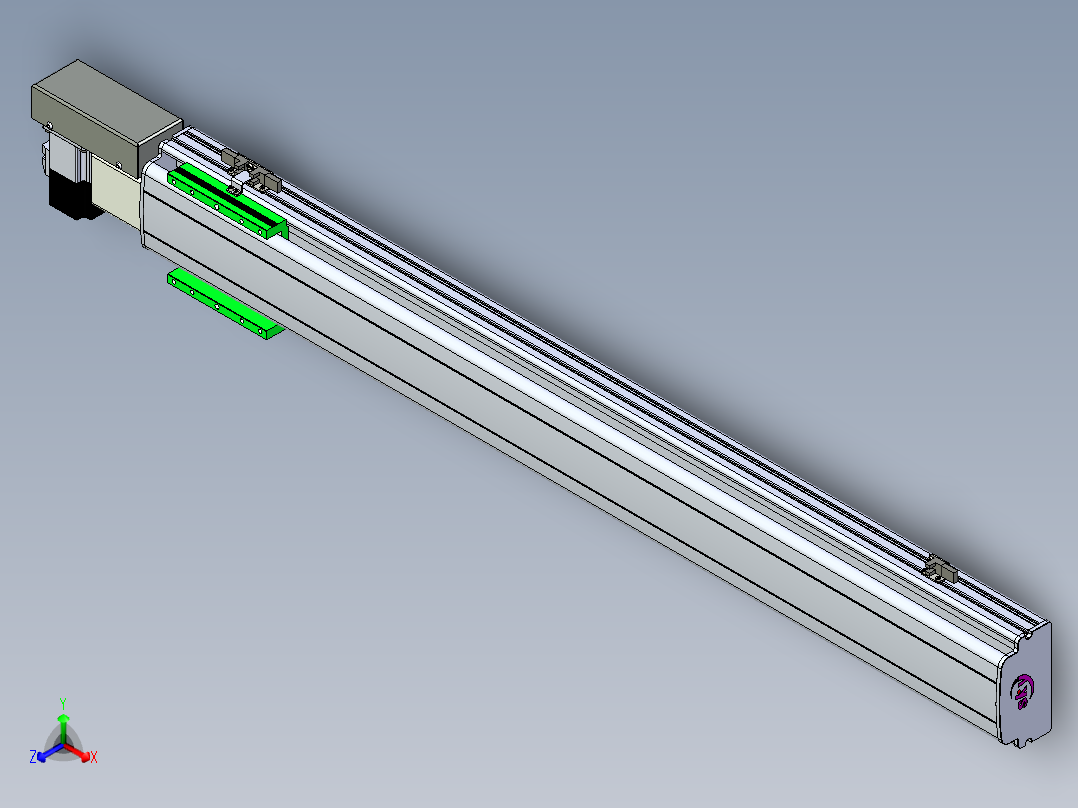 同步带滑台-半封闭B13H-L45-S950R-P40-D3正等轴测图