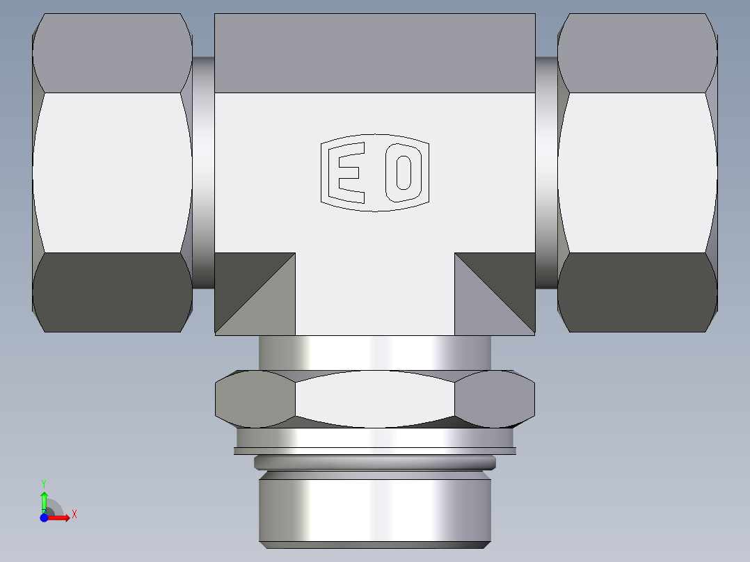 卡套式工业通用硬管接头EO_Adjustable_locknut_branch_tee_TEE30SMORCF前视图