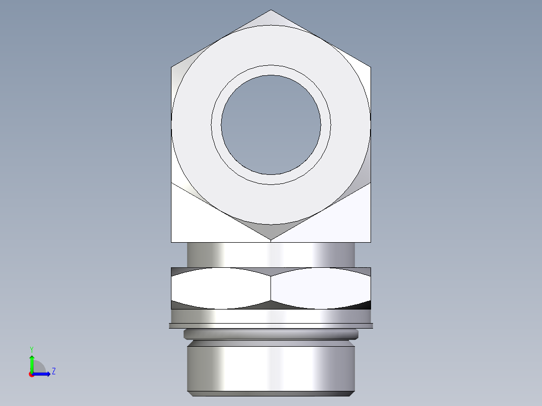 卡套式工业通用硬管接头EO_Adjustable_locknut_branch_tee_TEE30SMORCF左视图