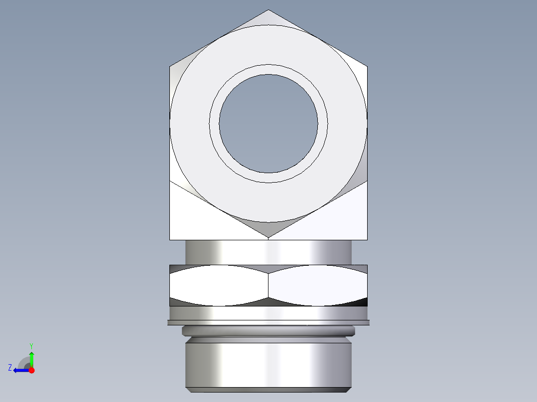 卡套式工业通用硬管接头EO_Adjustable_locknut_branch_tee_TEE30SMORCF右视图