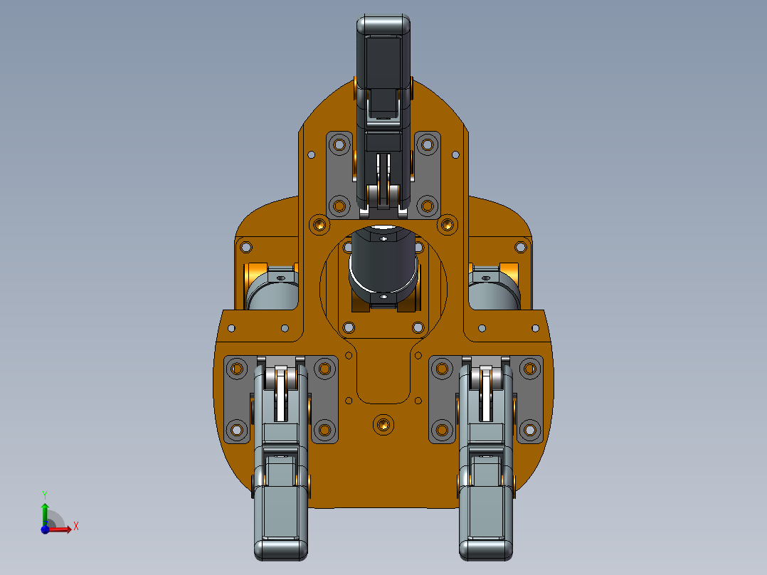 三指机械手夹持器含SW三维+CAD前视图