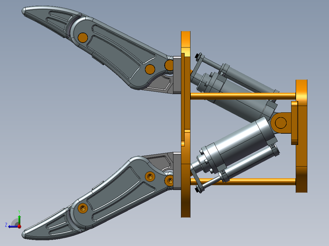 三指机械手夹持器含SW三维+CAD右视图