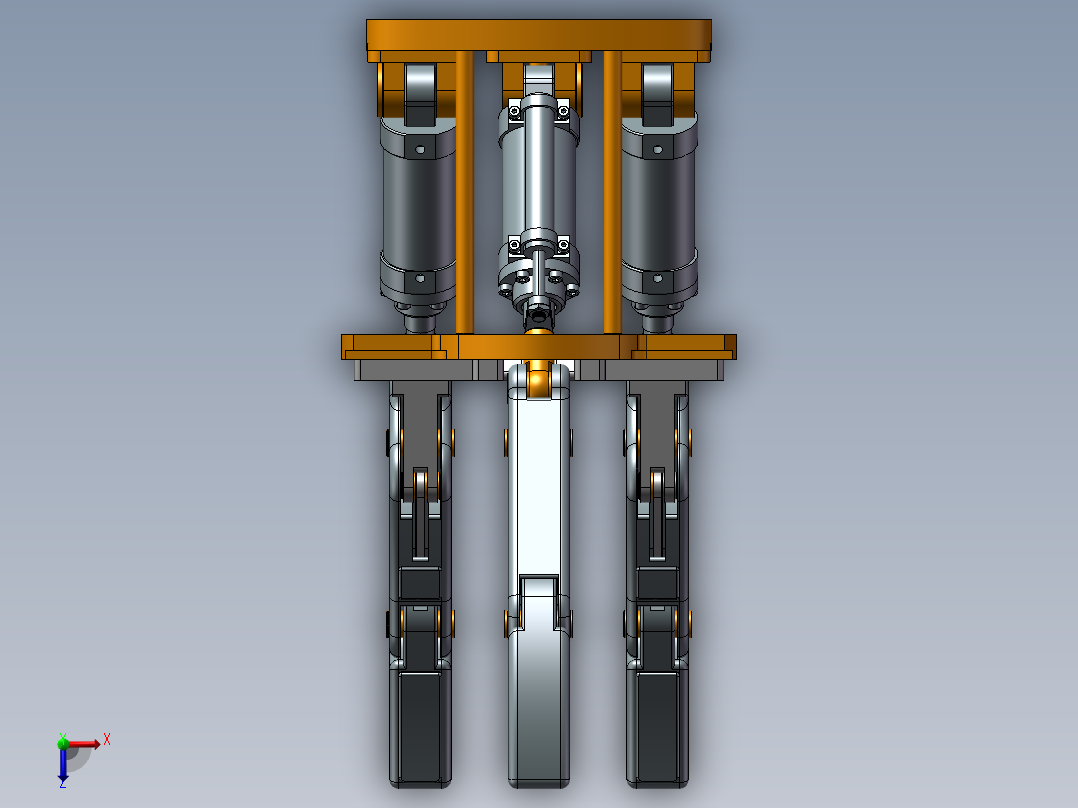 三指机械手夹持器含SW三维+CAD俯视图