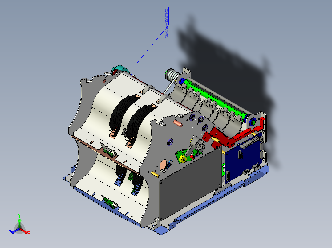 上下光源一体磁敏式三槽捻钞轮2口纸币清分机 Creo可编辑