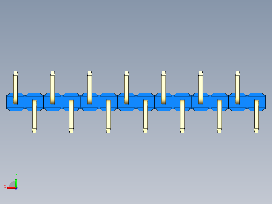彩色公排针 100mil 2.54mm 系列-DS1022_blue_14p_100mil_Type_SMT_R2_rev1.0后视图