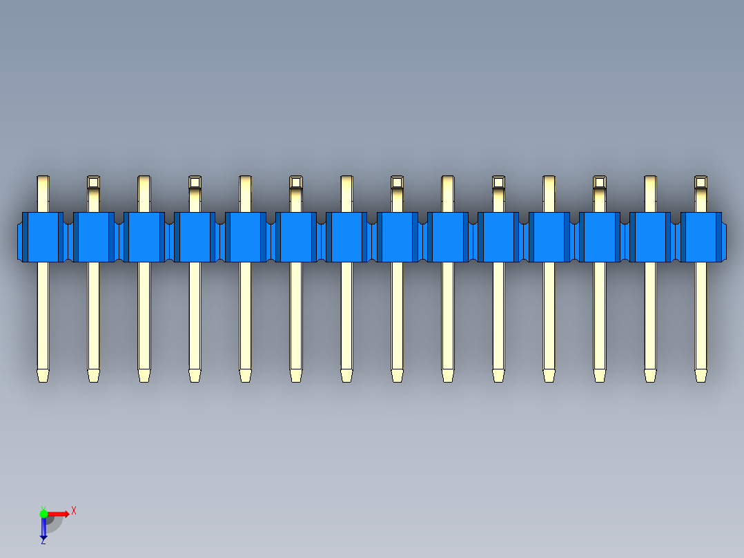 彩色公排针 100mil 2.54mm 系列-DS1022_blue_14p_100mil_Type_SMT_R2_rev1.0俯视图