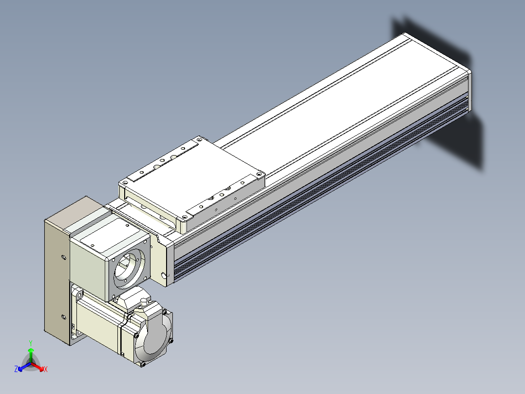 同步带全封闭直线模组TPA-HCB-105D-90-L250-LP-C-P20-N3正等轴测图