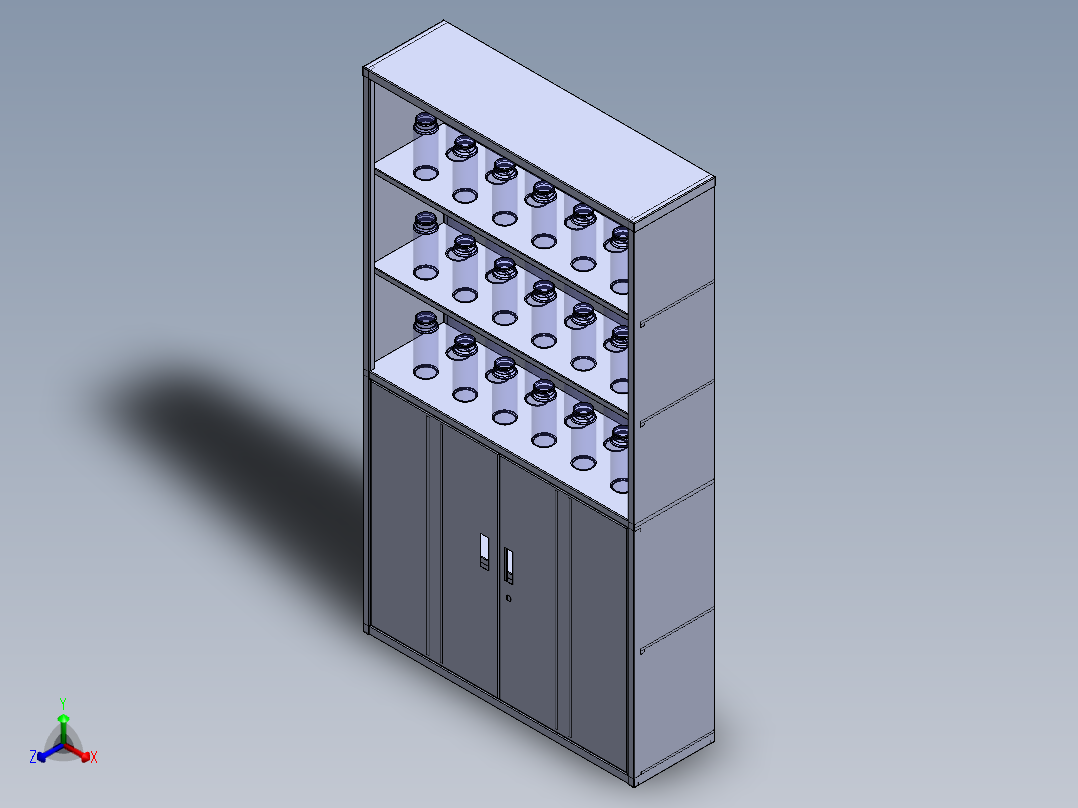 茶水柜(水杯柜)正等轴测图