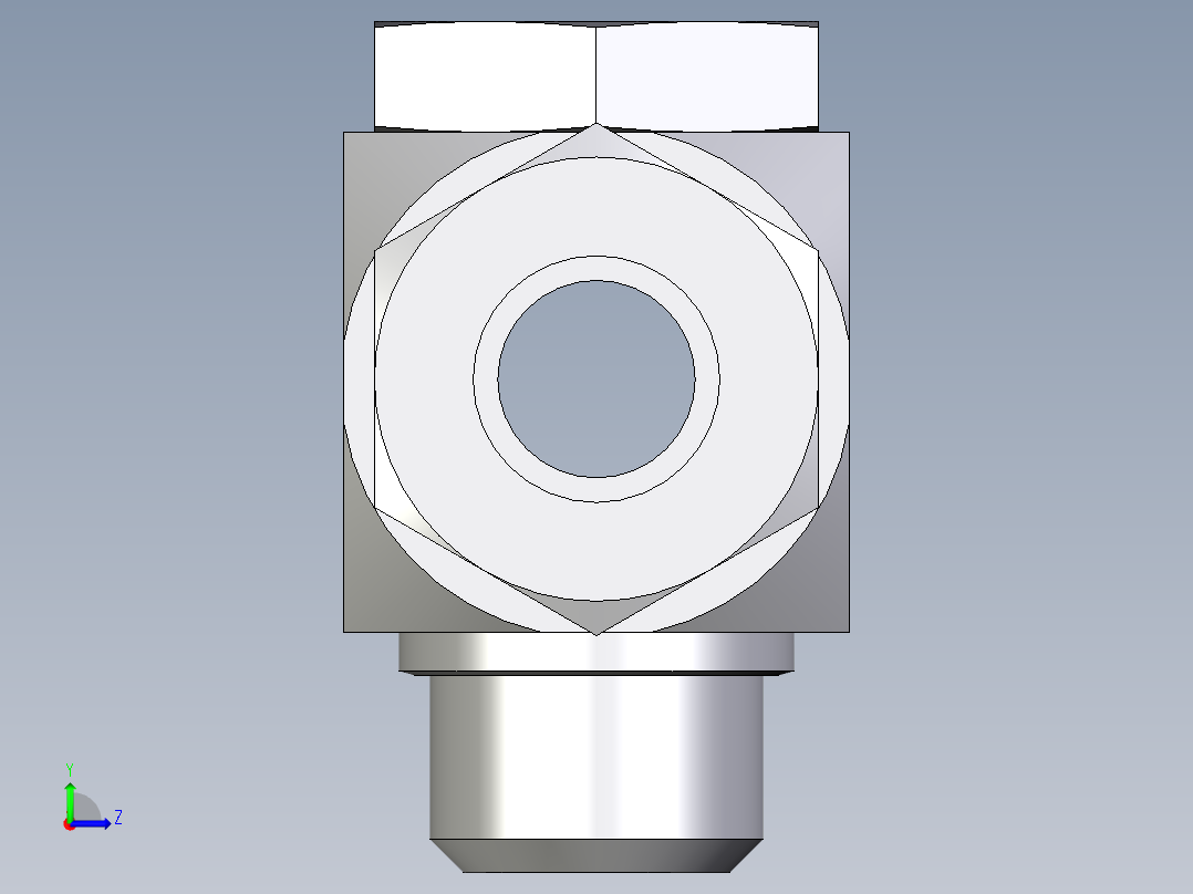 卡套式工业通用硬管接头EO_High_pressure_banjo_tee_TH20SM71左视图