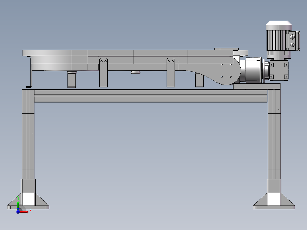S型链板输送线3D图纸 H924 机械设计参考资料设计素材素材前视图