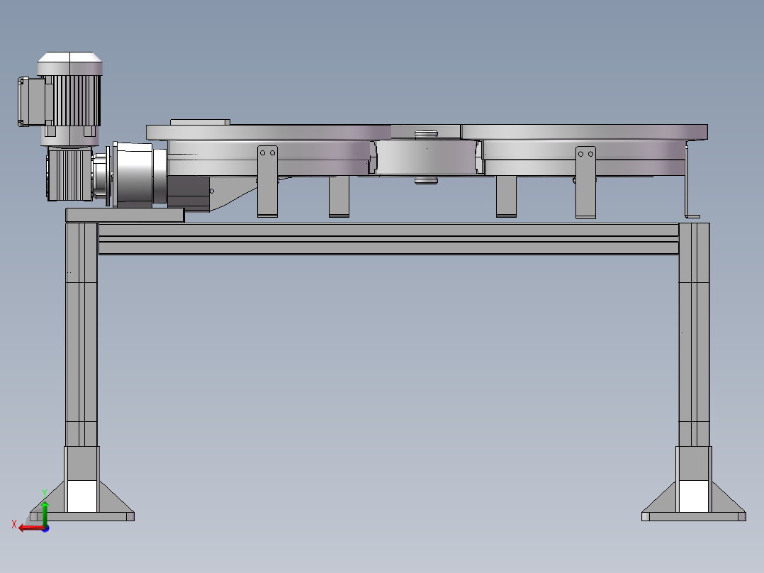 S型链板输送线3D图纸 H924 机械设计参考资料设计素材素材后视图