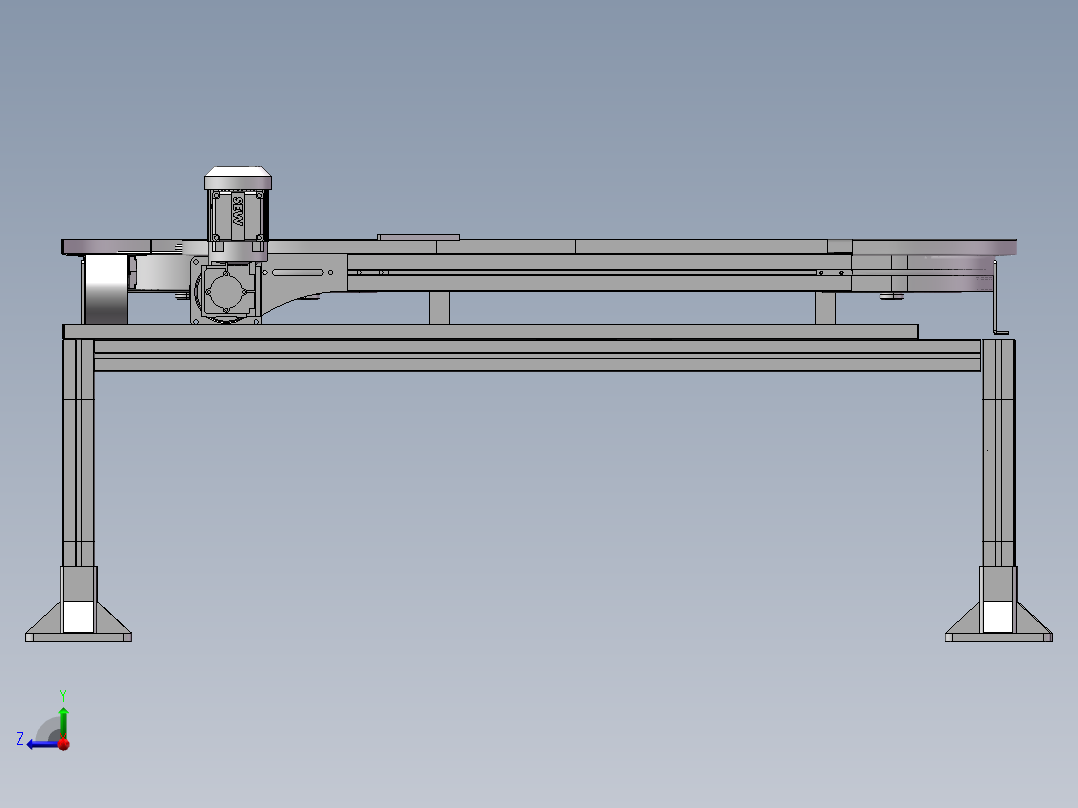 S型链板输送线3D图纸 H924 机械设计参考资料设计素材素材右视图