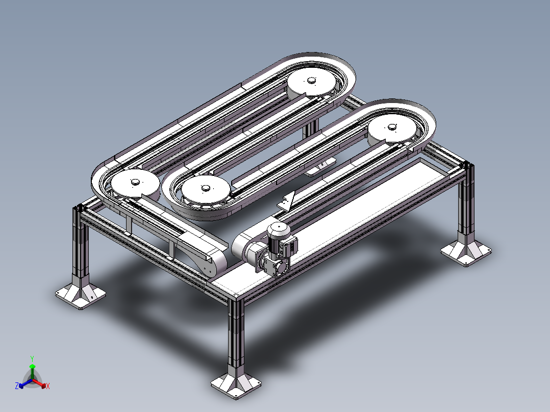 S型链板输送线3D图纸 H924 机械设计参考资料设计素材素材正等轴测图
