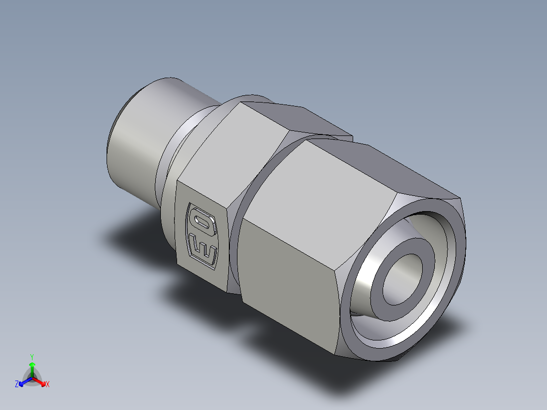 卡套式工业通用硬管接头EO_Swivel_connector_EGE10LREDCF正等轴测图
