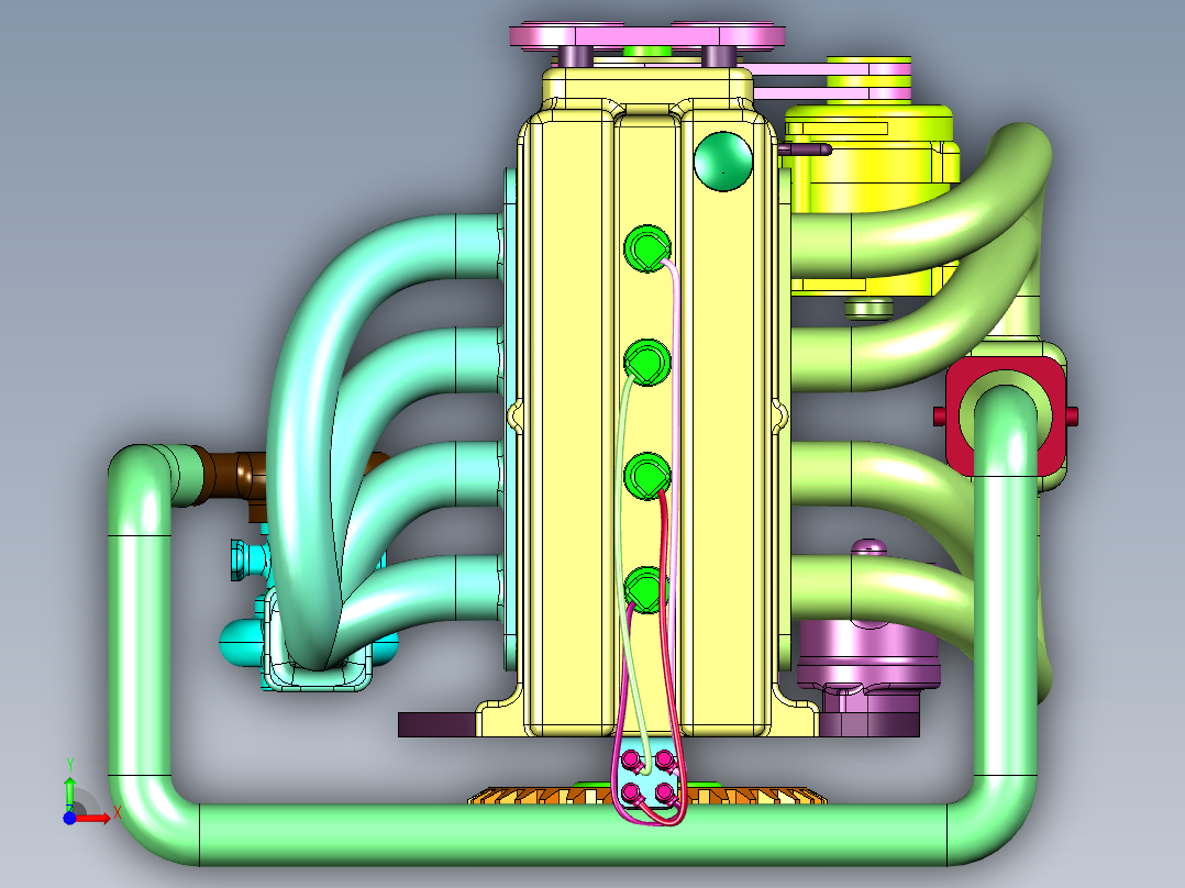 动力强劲双凸轮发动机前视图